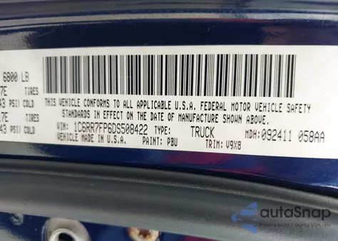 2013 Ram 1500 Tradesman from USA, damaged, VIN 1C6RR7FP6DS508422